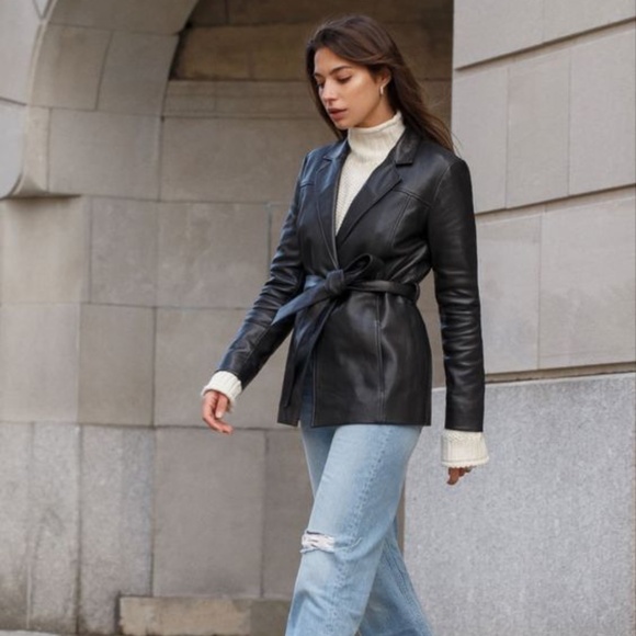 Reformation x Veda Park Leather Blazer - Picture 2 of 7